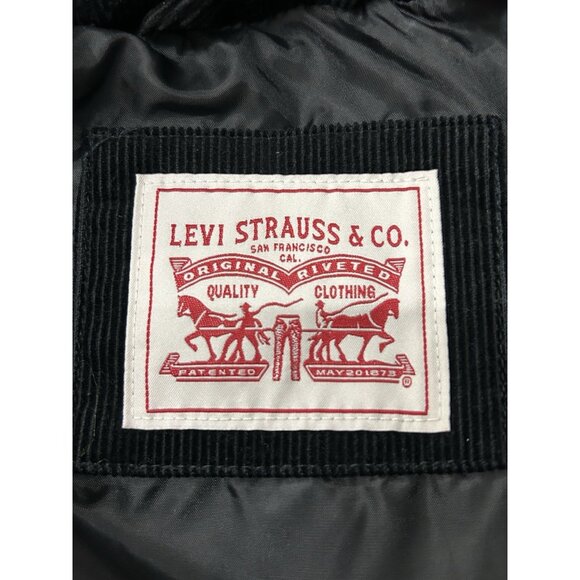 Levi Strauss Women's Size Medium Black Corduroy Puffer Coat Full Zip Lined - Picture 15 of 15